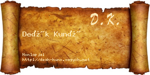 Deák Kunó névjegykártya